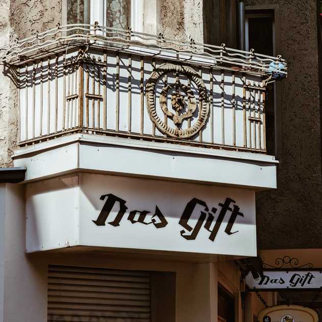 The sign of the Das Gift Bar in Neukölln, Berlin